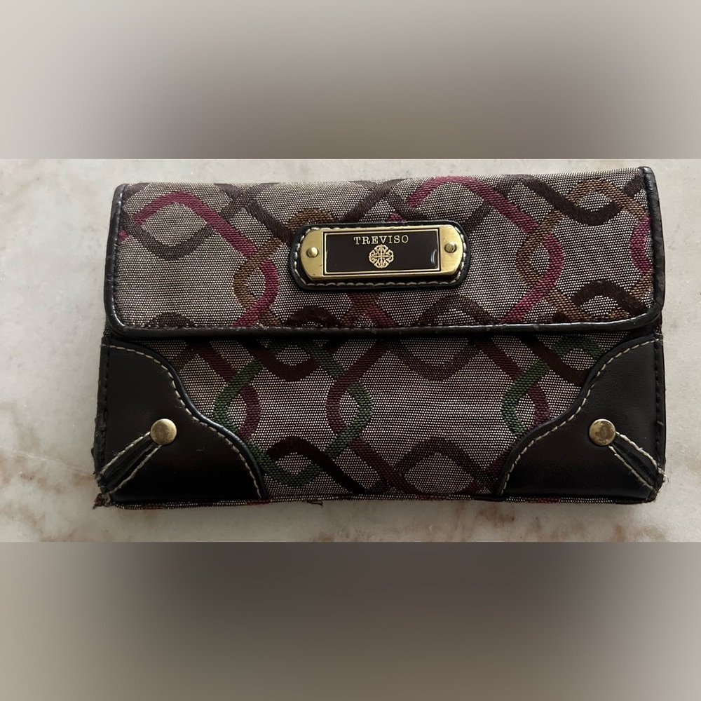 Treviso Multicolor Canvas and Leather Bi-Fold Wallet Made In Italy